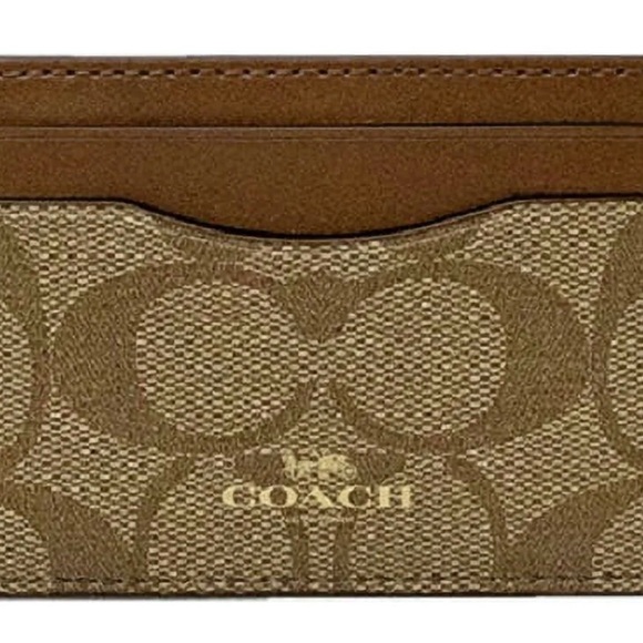 Coach Accessories - Coach Card Case in Signature Canvas khaki/saddle excellent condition